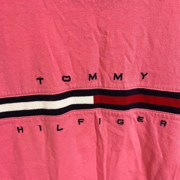 Tommy Hilfiger Short Sleeve Flag Graphic T-Shirt Size Medium Y2K Preppy Pink - Picture 7 of 9